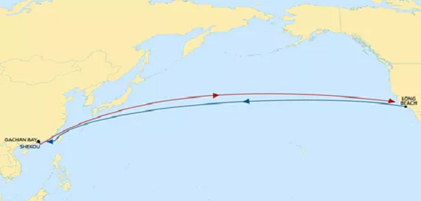 中國到美國海運航線